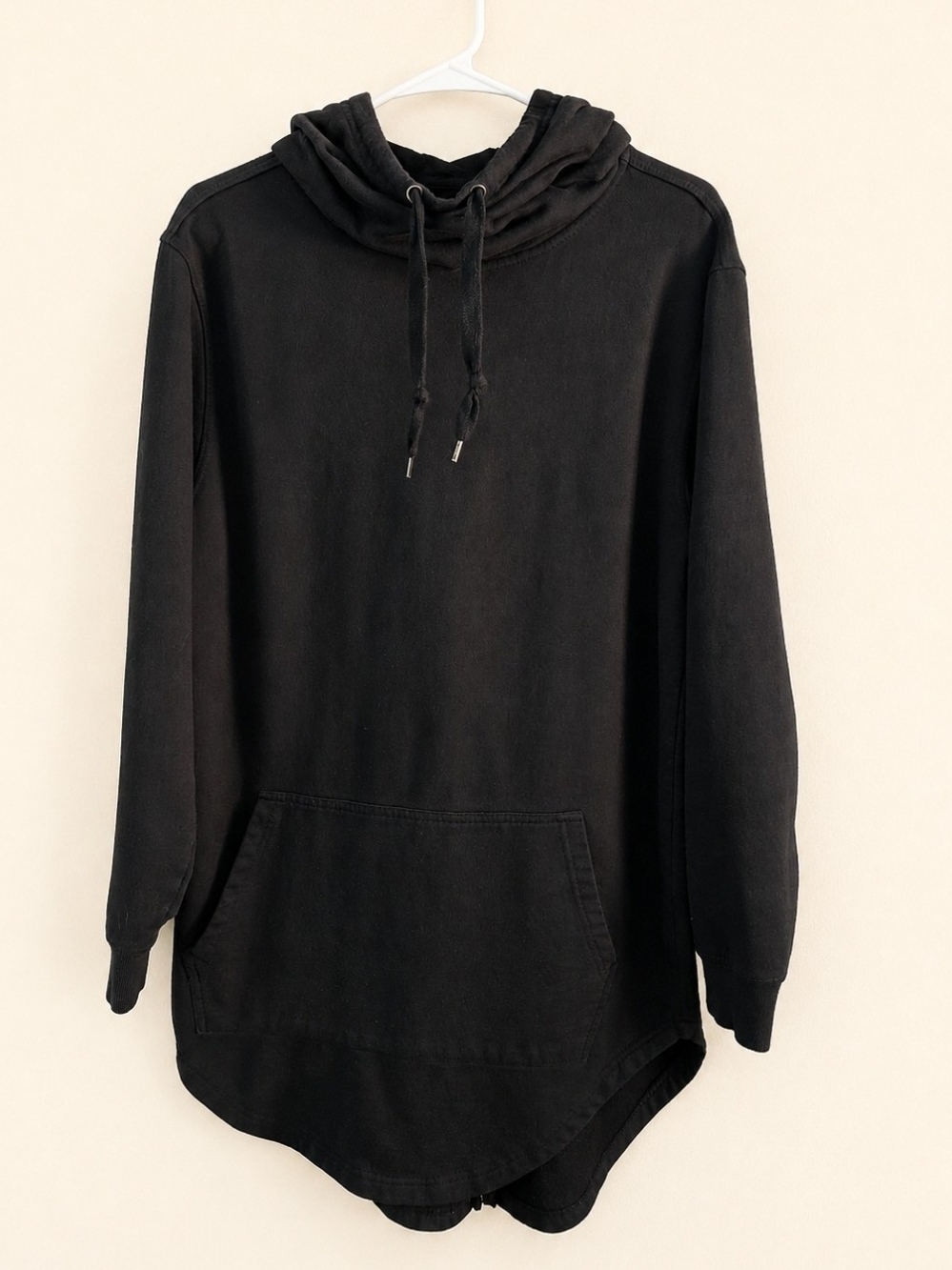 Long Bleecker & Mercer Black Hooded Pullover Sweatshirt W/  Back Zipper